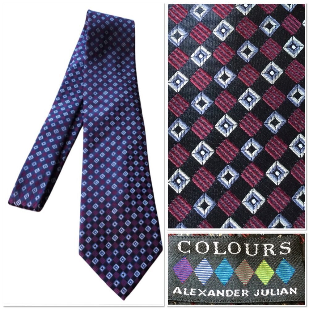 Alexander Julian Colours Handmade Mens Necktie Geometric Polyester Tie